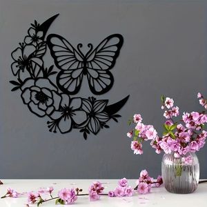 CIFbuy Scultura da Parete in Ferro Stile Bohemien con Fasi Lunari e Farfalle, Decorazione da Interno/Esterno Impermeabile in Metallo, Regalo Perfetto - Product Image 4