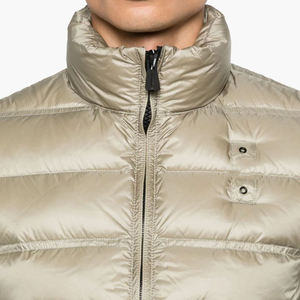 Men's <b>Beige</b> Puffer <b>Jacket</b> Stand Collar Zipper Closure Quilted Down Filled Windproof Winter Coat Casual Style - Product Image 3