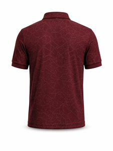 เสื้อกอล์ฟผู้ชายสีแดงเลือดหมู แขนสั้น ผ้าถัก ระบายอากาศได้ดี สวมใส่สบาย  โลโก้ด้านหน้า ออกแบบเองได้ สั่งทำโลโก้ได้ - Product Image 3