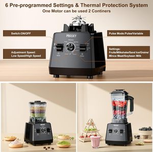 Licuadora Profesional, Licuadora para Smoothies, Licuadora con Potencia Máxima de 2400 Watts/1000 Watts, Molinillo de 25000 RPM, Potente Licuadora de Cocina de 68 oz - Product Image 4