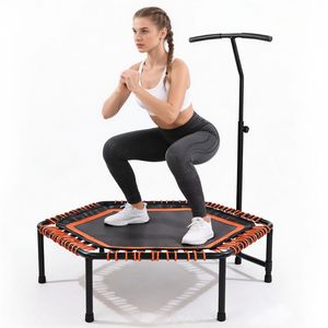 48\" Mini <b>Rebounder</b> with Adjustable Handle Bar Bungee Ropes Stable Quiet Indoor/Outdoor Whole Body Workout Trampoline for Adults - Product Image 4