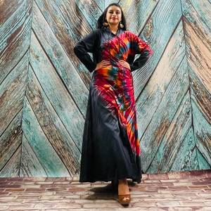 Moderno caliente relajado cuello en V profundo hecho a mano Tie Dye moda verano Resort desgaste vestido de fiesta de noche Boho playa Kaftan Kimono Bata - Product Image 6