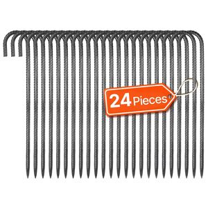 Picchetti per Armature a Gancio a J da 16 Pollici per Carichi Pesanti, Ancoraggi a Terra in Acciaio Zincato da 0,4 Pollici di Diametro con Punta a Scalpello, Ancoraggi per Calcestruzzo - Product Image 2