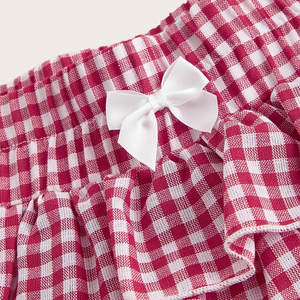 Shorts rouges à volants taille basse à carreaux pour femmes, respirants et écologiques, pour l'été et les tenues décontractées – Collection 2026 de haute qualité en gros - Product Image 4