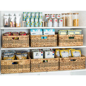 Panier de rangement fait main en jonc de mer naturel et jacinthe d'eau avec cadre et poignées durables - Product Image 5