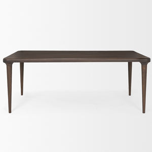 Table de cuisine et de salle à manger en bois de manguier massif finition noyer brun, style américain simple, bords arrondis et pieds pliants coniques - Product Image 2