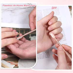 2026 Professional Rose Gold Dual Head Stainless Steel Nail Cuticle Pusher Trimmer & Scraper Tool-Durable Reusable Nail Cleaning - Product Image 5