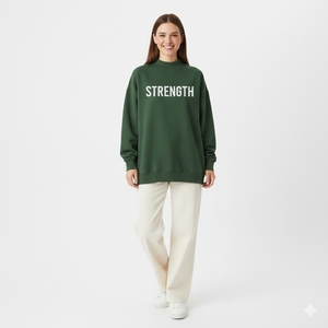 Achetez un sweat-shirt classique à col montant pour femme, personnalisé, doux, pour l'hiver, avec logo, coupe ample - Product Image 5
