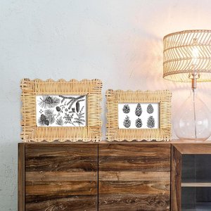 Woven Natural Cane Photo <b>Frame</b> Rustic Wooden Rattan <b>Picture</b> <b>Frame</b> <b>for</b> Living Room Bedroom Home Decoration - Product Image 4