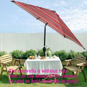 Ombrellone da Patio Inclinabile da 2,7 m con Tessuto a Righe, Elegante e Resistente - OMBRELLONE e BASE - Product Image 2