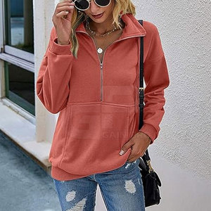 Sweat-shirt léger pour femme avec fermeture éclair quart de tour, coupe confortable, manches longues, idéal pour l'entraînement, les voyages et les tenues. - Product Image 5