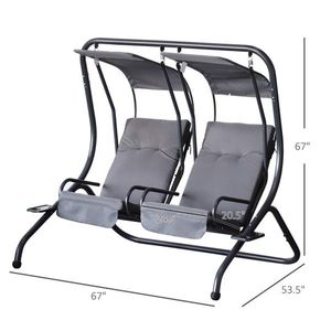 Sedia a dondolo da esterno grigia contemporanea - Realizzata in poliestere - Product Image 5