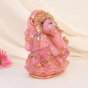 Estatua de Ganesha Tallada a Mano en Cuarzo Rosa Natural, Ídolo de Cristal Pintado a Mano, Decoración para el Hogar, Regalo, Proveedor Mayorista OEM ODM - Product Image 2