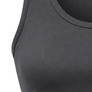 Women's Charcoal Gray Workout Tank with JJ Logo Embroidery Crew Neck Athletic Fitness Shirt for Women Gym Training Apparel - Product Image 5