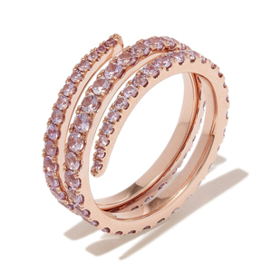 Anillo de Eternidad de Morganita en Oro Rosa para Mujer, Joyería de Boda de Lujo con Corte Brillante Redondo - Product Image 2