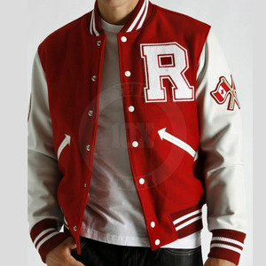 Unisex Fashion Letterman Jacket <b>Wool</b> Blend Body Faux Leather Sleeves Embroidered Patch Casual Winter Jacket - Product Image 3