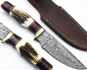 Couteau à fruits en acier damas fait à la main avec manche en palissandre et gaine en cuir fin Utilisation de cuisine écologique - Product Image 1