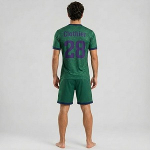 ชุดเสื้อฟุตบอลสีเขียวสำหรับผู้ชาย Genie แบบพิมพ์ลาย Sublimation ผลิตจากโพลีเอสเตอร์ ระบายอากาศได้ดี ชุดกีฬาสำหรับผู้ใหญ่ ชุดยูนิฟอร์มฟุตบอล - Product Image 3