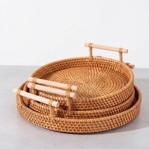 Restaurant & home tabletop accessories rattan chocolate serving <b>trays</b> wooden <b>tray</b> for table decor - Product Image 1