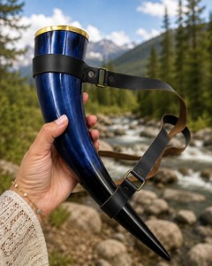 Drinking Horn Large Viking Drinking Horn with Leather Holder Premium Quality Viking Drinking Horn with Accept Custom Size - Product Image 6