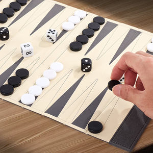 Handmade Luxury Fabric PU Leather Roll Up <b>Backgammon</b> <b>Set</b>-Portable Travel Foldable Chess Game for Playing During Travel - Product Image 3