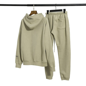 High Quality 3d Silicone Printing Custom logo Fleece Fabric Sage Green Sweatsuits Unisex <b>Sets</b> Hoodie - Product Image 5