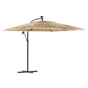 Grand parasol de jardin pliable en polyester marron et base pour l'extérieur - Product Image 2