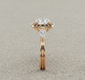 แหวนหมั้นทรงลูกแพร์ประดับเพชรรอบด้าน ชุบทองคำสีกุหลาบ ดีไซน์มินิมอลที่ได้รับการรับรอง - Product Image 4