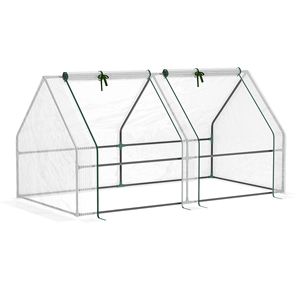 Mini serre portable pour jardin extérieur, blanche, 6 x 3 x 3, avec grandes portes à fermeture éclair et couverture en PE résistante à l'eau et aux UV - Product Image 1