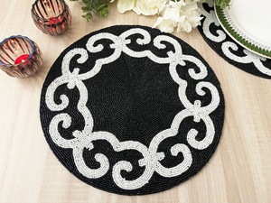 Coral Beaded Placemat round placemat Candy Placemat Mat Pinwheel Bliss Placemat Design Placemat by Saro Lifestyle Shamrock - Product Image 5