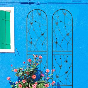 Lot de 2 treillis de jardin en métal 220 cm x 50 cm, antirouille, noir, support extérieur pour fleurs, plantes grimpantes, décoration papillon, clôture, portail - Product Image 4