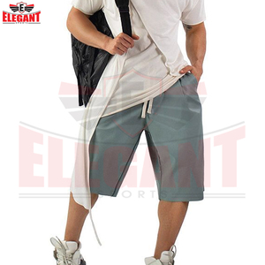 2026 Elastic <b>Waist</b> Drawstring Knee Length Relaxed Fit Fashion Shorts OEM ODM Private Label Custom <b>Men</b>’s Casual Leather Shorts - Product Image 2