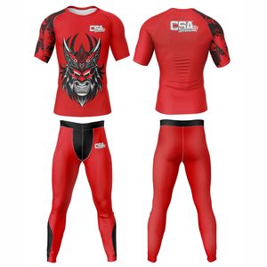 Conjunto de Rashguard Personalizado con Diseño Impreso Digitalmente para BJJ, MMA y Lucha Libre, Venta Directa de Fábrica, Traje de Compresión Transpirable para Hombre - Product Image 1