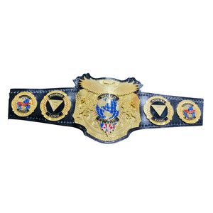 World Heavyweight Championship Belt Premium Quality Black Strap Gold Plate with Globe and Eagle Design - Product Image 6