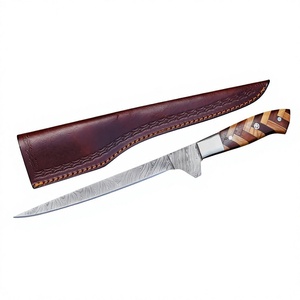Couteau à filet en acier damas forgé à la main de 13 pouces |   Manche en bois personnalisé OEM avec broches et couvercle en laiton - Product Image 1