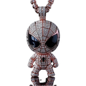 Colgante de dibujos animados de Spiderman, joyería Hip Hop, chapado en oro, plata de ley 925, moissanita VVS de color D con corte brillante, GRA - Product Image 1