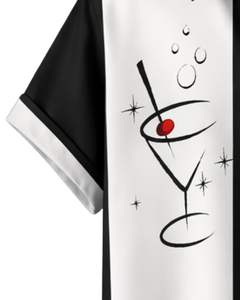 Camisa de Manga Corta con Estampado de Cóctel Martini en Blanco y Negro, Camisa Casual de Verano para Hombre, Fabricante OEM, Suministro al por Mayor - Product Image 6