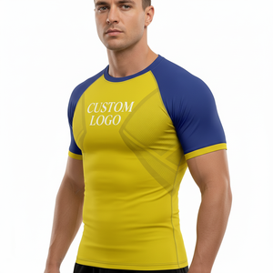 Men's <b>Custom</b> Baselayer Short Sleeve <b>Compression</b> Gym Rash Guard Breathable Nylon <b>Shirt</b> with Sun Protection Sublimated MMA <b>Design</b> - Product Image 3
