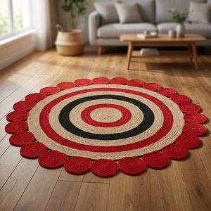 Tapis rond bohème moderne coloré, tissé à la main, réversible, tapis tressé, décoration intérieure, revêtement de sol pour chambre à coucher - Product Image 4