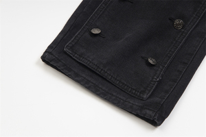 Jean en denim respirant noir à rivets pour homme, collection Printemps 2025 – Tendance délavée, style personnalisé, pantalon long, marque Hip Hop Américaine - Product Image 5