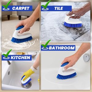 Lot de 2 brosses de nettoyage manuelles à poils rigides pour salle de bain, douche, carrelage, tapis, baignoire, sol - pour le nettoyage - Product Image 5