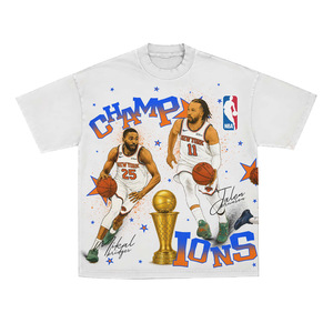 2026 Knicks Champions T-Shirt <b>Men's</b> White Short Sleeve 100% Cotton Solid Jersey Print <b>Turtleneck</b> Formal Regular Fit - Product Image 6