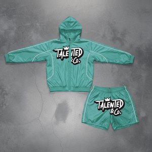 Winter Hooded Windbreaker Tracksuit Short Set Breathable Hot Selling Unisex 100% Cotton Heavyweight <b>Jacket</b> and Short Plus Size - Product Image 2