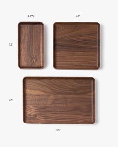 Plateau de service rectangulaire en bois de noyer naturel, plateau de service en bois, design minimaliste, bois massif, vaisselle durable - Product Image 3