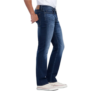 Jeans droits pour homme bleu foncé personnalisés, pantalon en denim classique pour un usage quotidien décontracté, style streetwear et marque privée - Product Image 4
