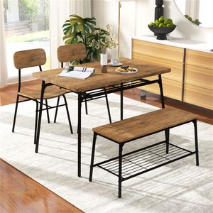 Set da Pranzo Salvaspazio 4 Pezzi con Panca e Sedie Marrone+Nero Design Salvaspazio - Product Image 3