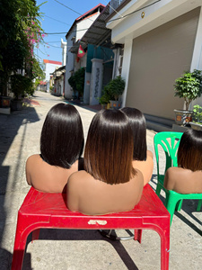 วิกผม 8 นิ้ว SDD แบบตรงสีน้ำตาลปลายตรง พร้อมเชือกผูกผม 2x6 แบบไม่ต้องใช้กาว  ผ้าลูกไม้โปร่งใส ความหนาแน่น 180% ผมแท้ - Product Image 3
