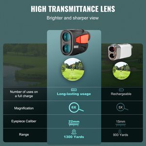 Telémetro de Golf Magnético de 1300 Yardas, Telémetro Láser 7X, Accesorio para Golf y Caza, Ampliación 6X - Product Image 6