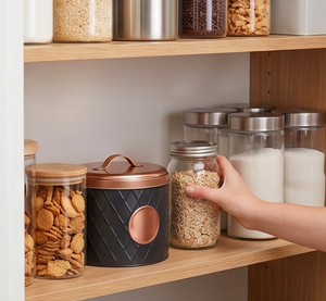 Metal <b>Storage</b> Container Handmade Pink and <b>Grey</b> Color Food <b>Storage</b> Canister Large Size Ideal For Restaurant And Kitchen Use - Product Image 5