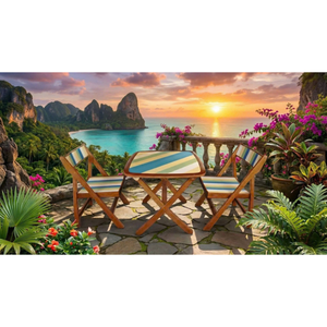 Conjunto de Mesa y Sillas Plegables de Madera Resistente, Color Arcoíris, para Uso en Exteriores - Product Image 4